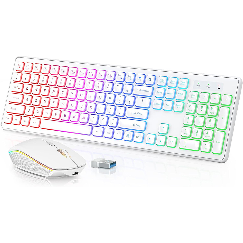 Gaming Keyboard And Mouse Wireless - Teclado y ratón inalámbricos retroiluminados, teclas