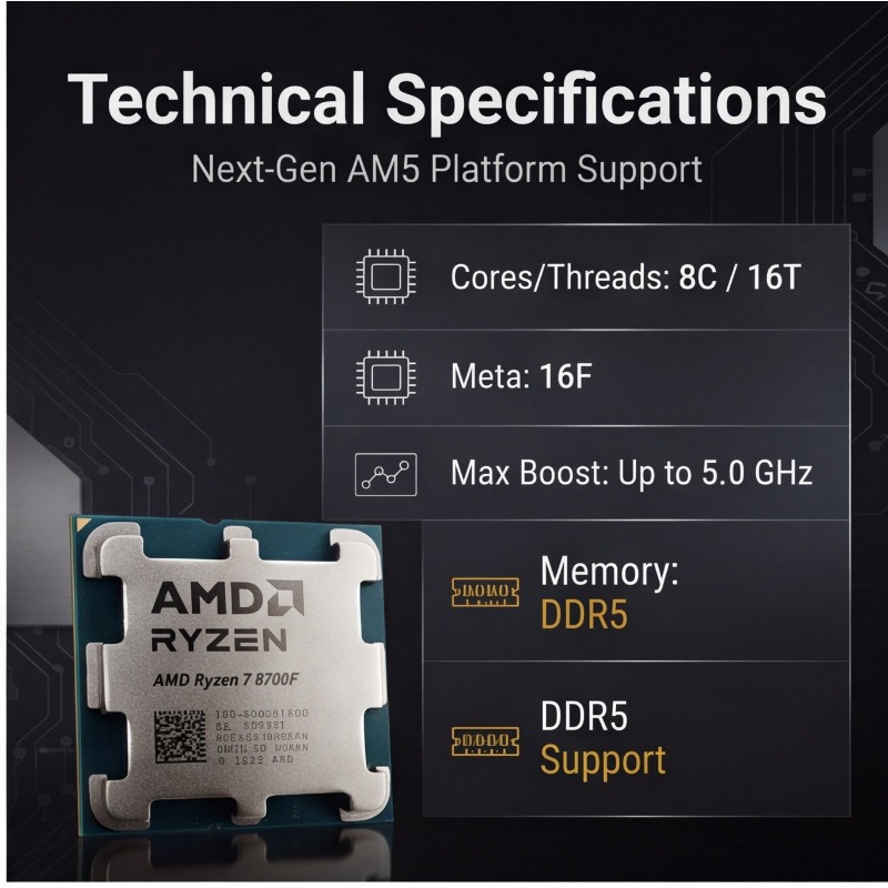 Procesador Ryzen 7 8700F, Proc - Amd Cpu Ryzen 7 reseña y precio